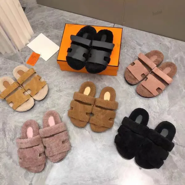 Chypre Frauen Hausschuhe Luxus Sandalen Designer Pelz Slides Ffy Shearling Slipper Casual Flache Sandale