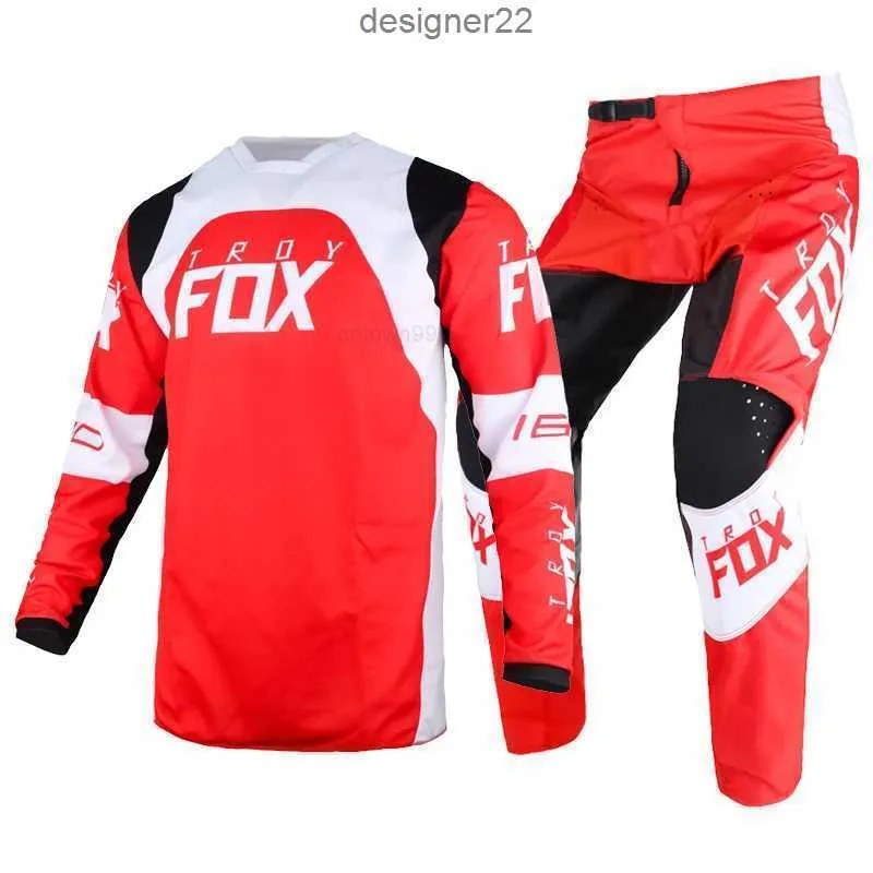 Motocross Racing Dirt Bike Gear Zestaw 180 Trice Lux MX ATV Jersey Pant Combo Mountain Bicycle Offroad Street Moto Red Suit Mens