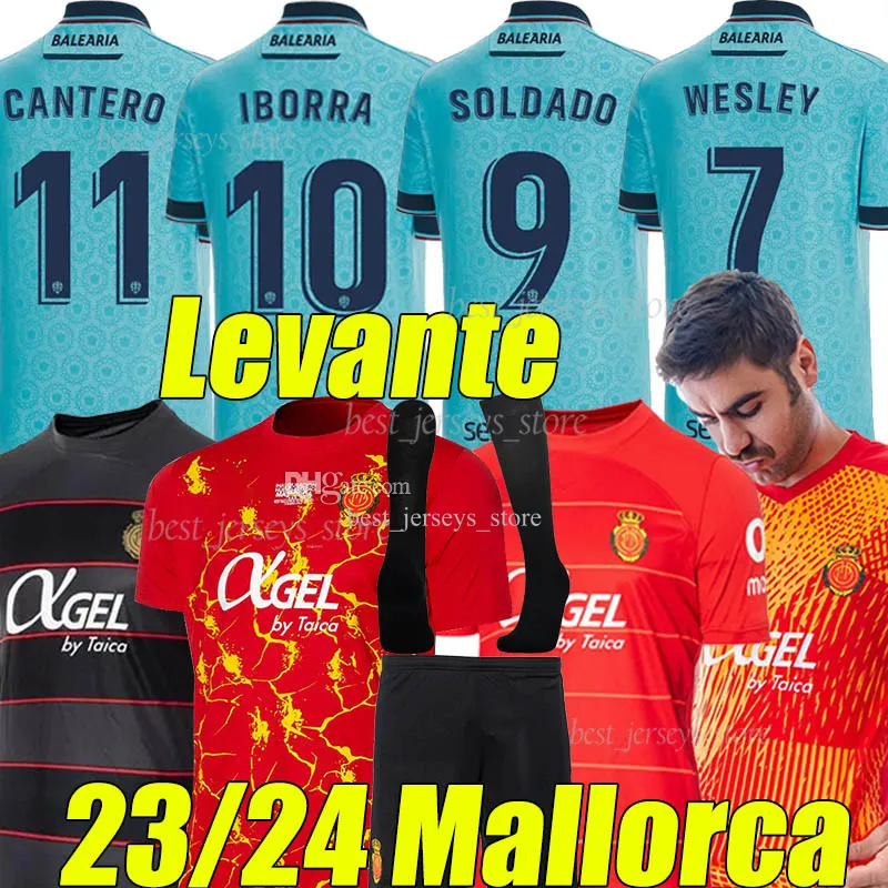 23/24 Levante 3rd Soccer Jerseys RCD Mallorca 2023 2024 IBORRA SOLDADO CANTERO PEPE P. MARTINEZ WESLEY WESLEY SANCHEZ ABDON A. RAILLO VALJENT MURIQI BABA Football Shirt