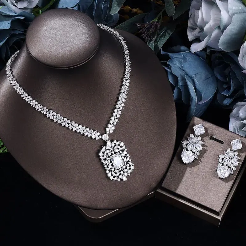 Ensemble collier et boucles d'oreilles en zircone cubique, 2 pièces, à la mode, Super luxe, vêtements de fête de mariage, bijoux de mariée du Nigeria et de dubaï, 2024