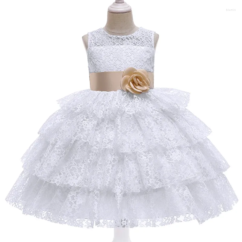 Robes Tutu blanches pour petites filles, tenue Tutu de demoiselle d'honneur, Costume de mariage pour enfants, en dentelle, princesse, fête élégante, 6 couleurs