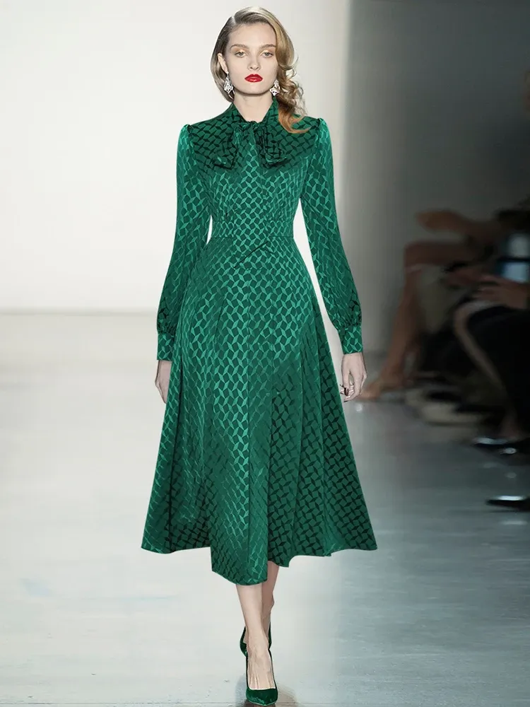 Runway Cheap Vintage Designer Clothes Elegant Printed Midi Dress