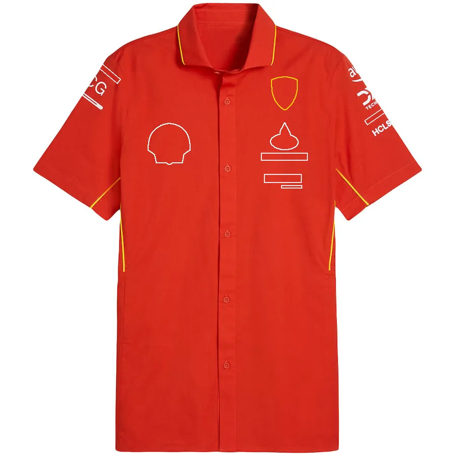 Camisetas masculinas F1 2024 Team Mens camisa Fórmula 1 Red Racing Uniform Jersey Driver Race Lapeel Polo Collar Camisetas Casual Casual Marca Camisa