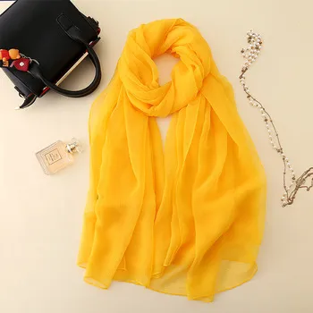 Women Lightweight Breathable Solid Color Soft Chiffon Long Fashion Scarves Sun-proof Shawls Wrap 22125