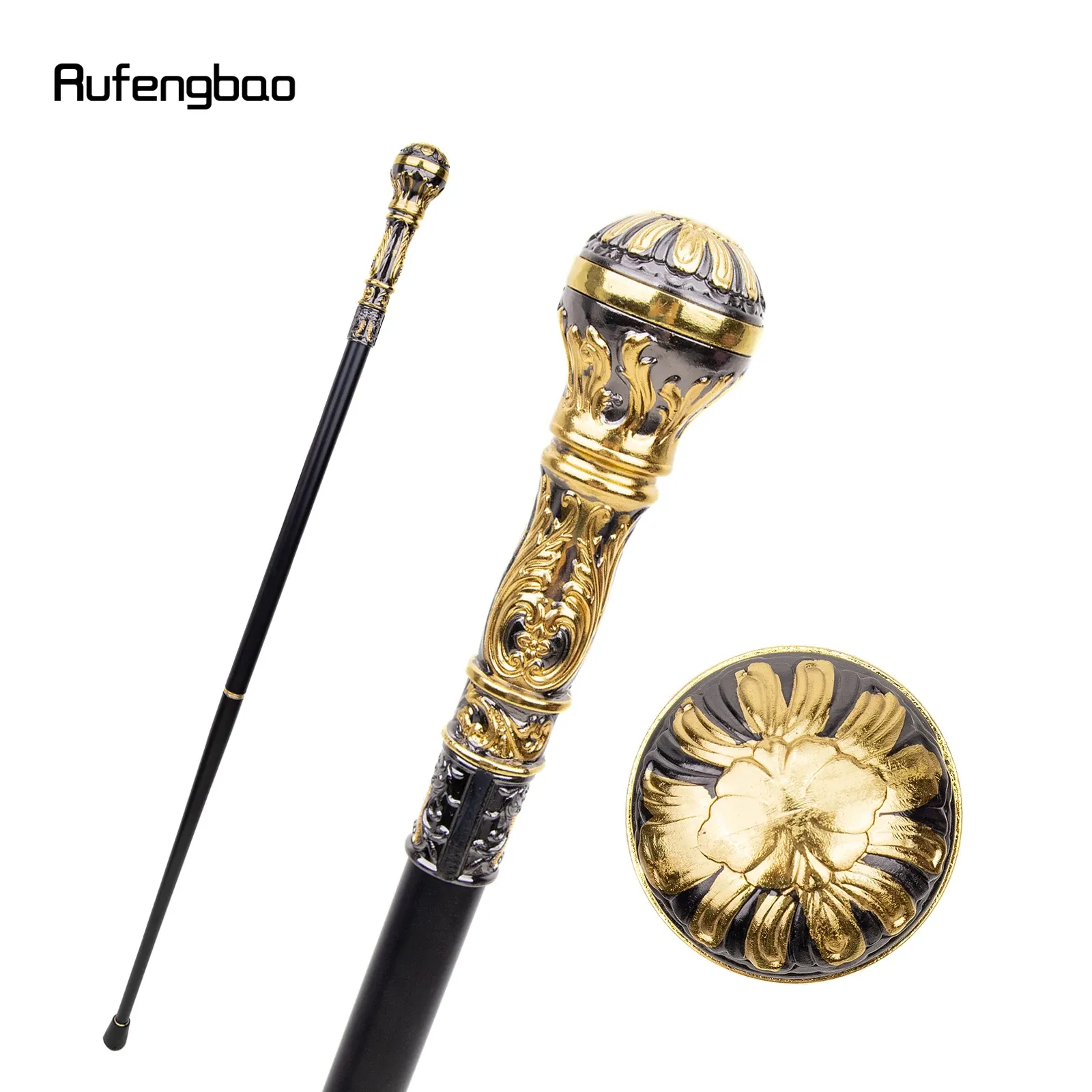 Golden Black Luxury Round Handle Fashion Walking Stick For Party Decorative Walking Cane Elegant Crosier Knob Walking Stick 93cm