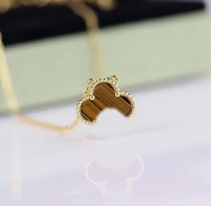 Lyxig kvalitetsblomma hänge halsband med Tiger Eye Stone i 18K Gold Plated Women Wedding Jewelry Gift Drop Shipping PS3450