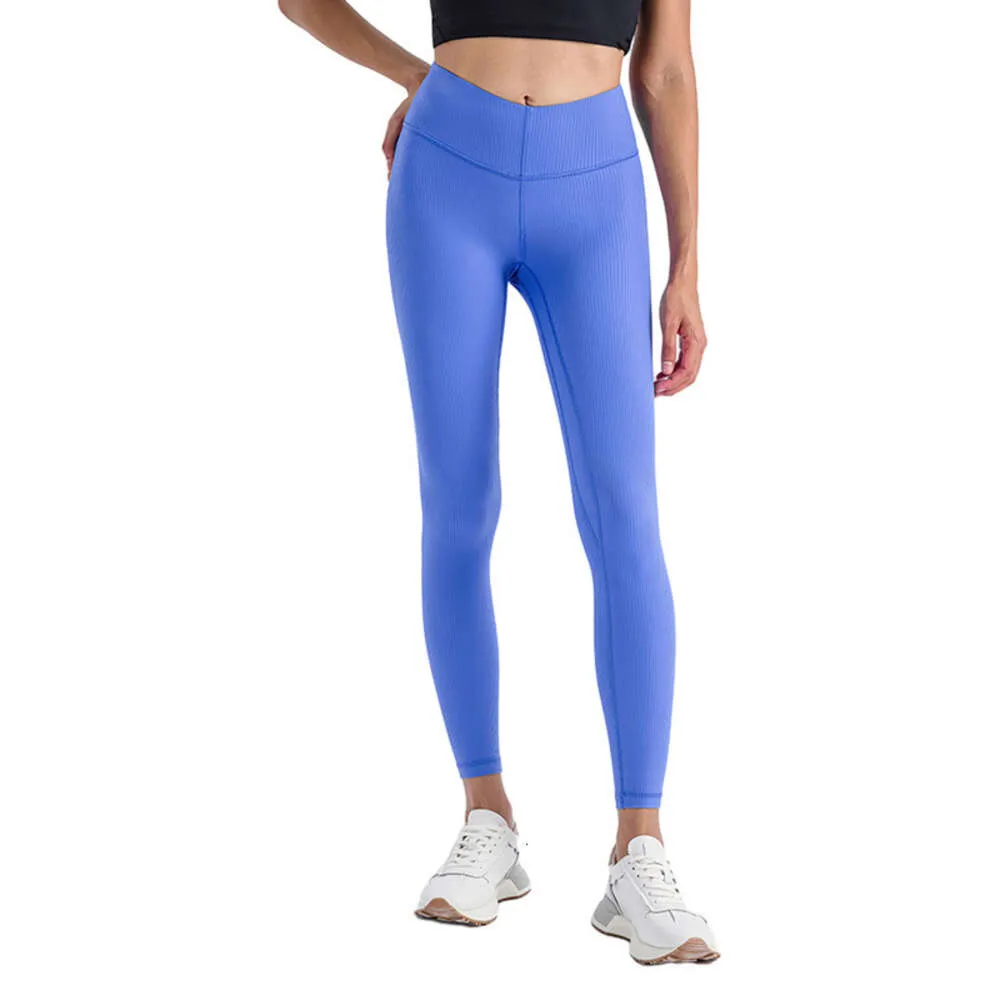 L-20 spandex högkvalitativa nya kvinnor yogabyxor ribbade svart sport gym slitage leggings elastisk fitness dam övergripande tights byxor