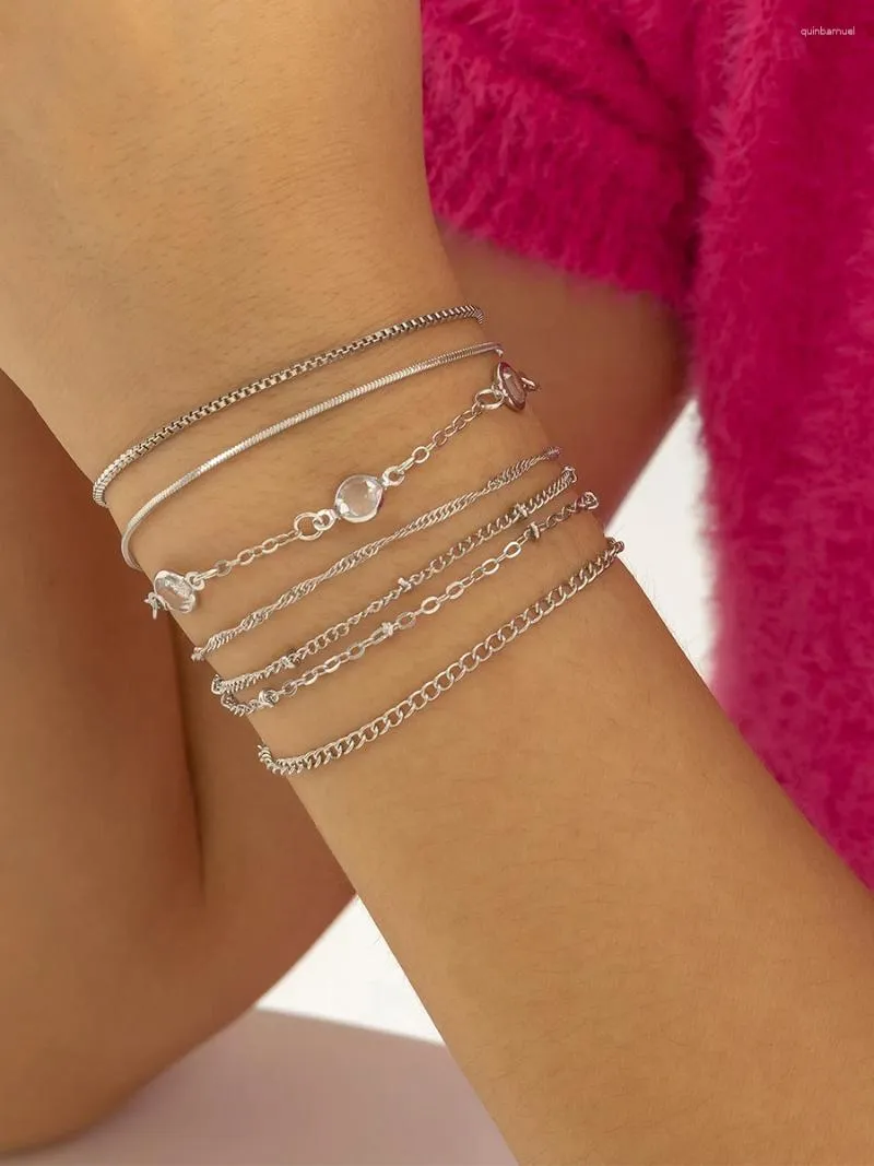 Link Armbanden Vintage Mutil-layer Metalen Armband Voor Vrouwen Eenvoudige Geometrische Bangle Charm Boho Kristallen Sieraden Bruiloft Accessoires Q