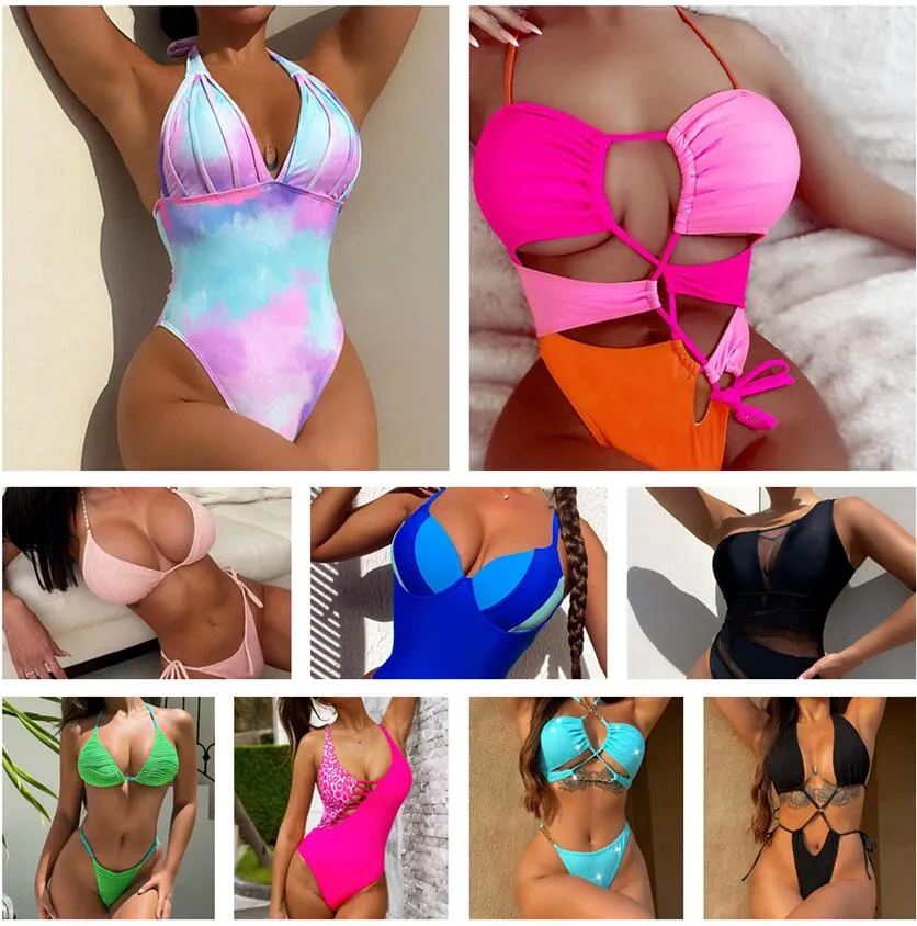 Bikini's set Zwemmen Zwemkleding luxe designer bikini badmode Split badpak sexy hot stamping onregelmatige strepen yakuda sport groothandel populair dhgate Een stuk