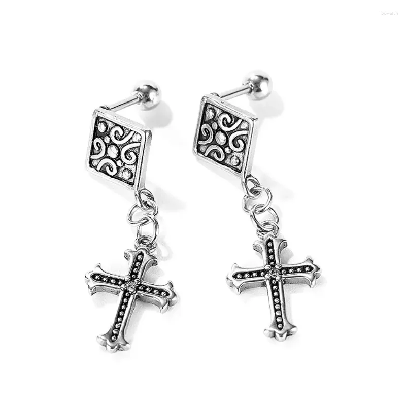 Boucles d'oreilles pendantes en acier inoxydable pour femmes et hommes, Vintage, goutte, croix, géométrie délicate, bijoux, cadeau pour lui