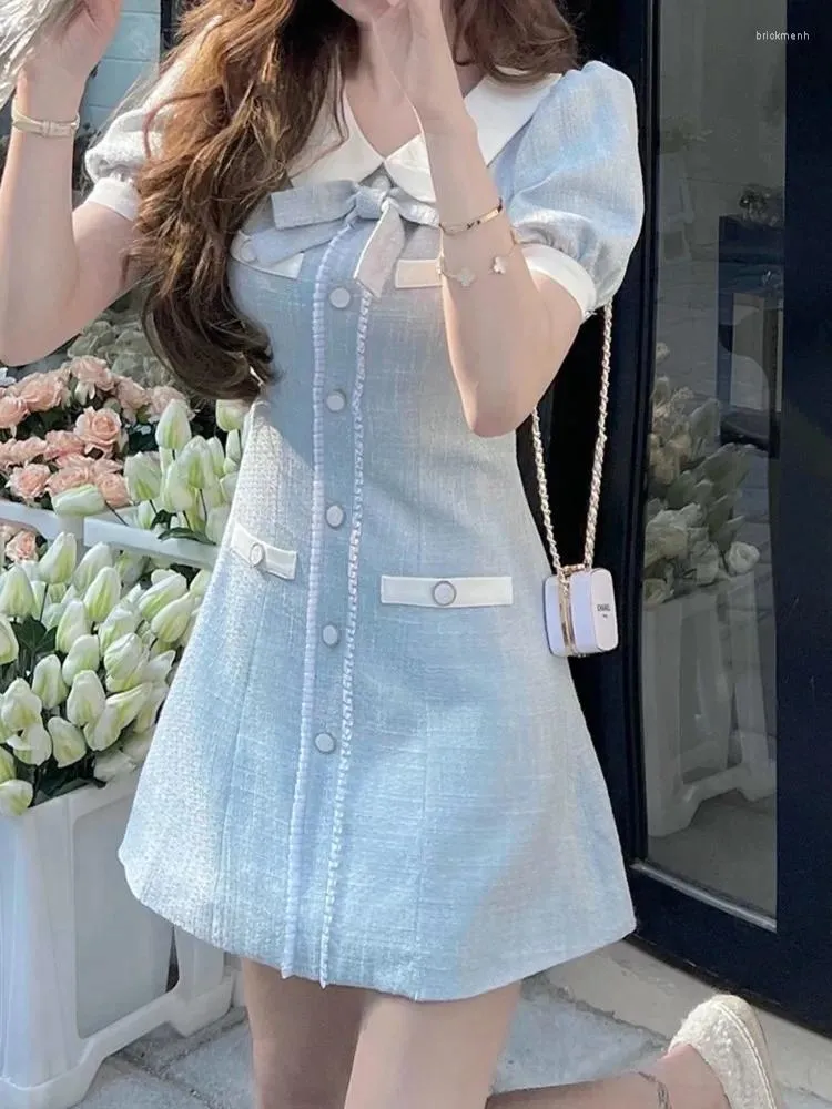 DHgate.com:Korean Style Sweet Bow Blue Short Dress for Women DHgate.com:Korean Style Sweet Bow Blue Short Dress for Women