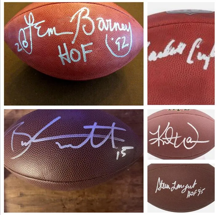 Turpin Barney Emmitt Largent Warner Krause Plummer Cunningham Leonard Marshall Boyd Billick Autographed Podpisany auto kolekcjonerski piłka nożna