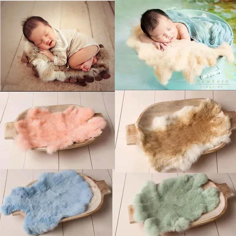 Born Pography Puntelli Morbida pelliccia di coniglio Coperta Studio Baby po Accessori Sparare Decorazione Secchio Cestino Cuscino di riempimento 240220