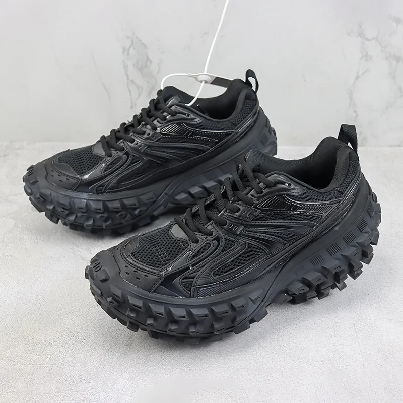 With Box Defender Sneaker Extreme Tire Tread Sole Shoes Rubber Platform Sneakers black white beige army green grey pink thick Women Mens Sports