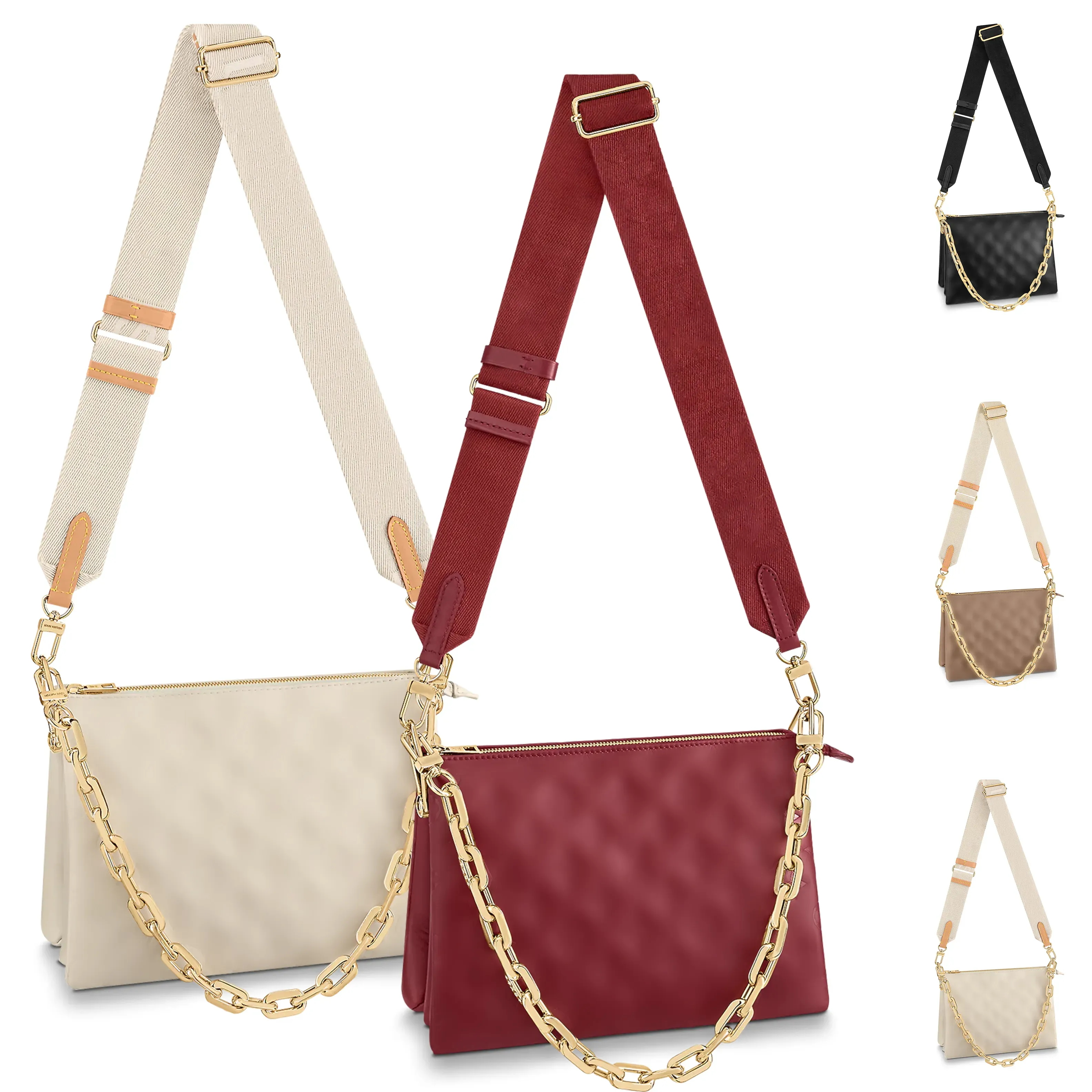 Portefeuille de portefeuille d'embrayage en cuir en cuir Sac fourre-tout Flip Flip Handsbags Crossbody Bag Emed Two Metal Chain épaule Enveloppe Sacs Chains Sac de porte Purse