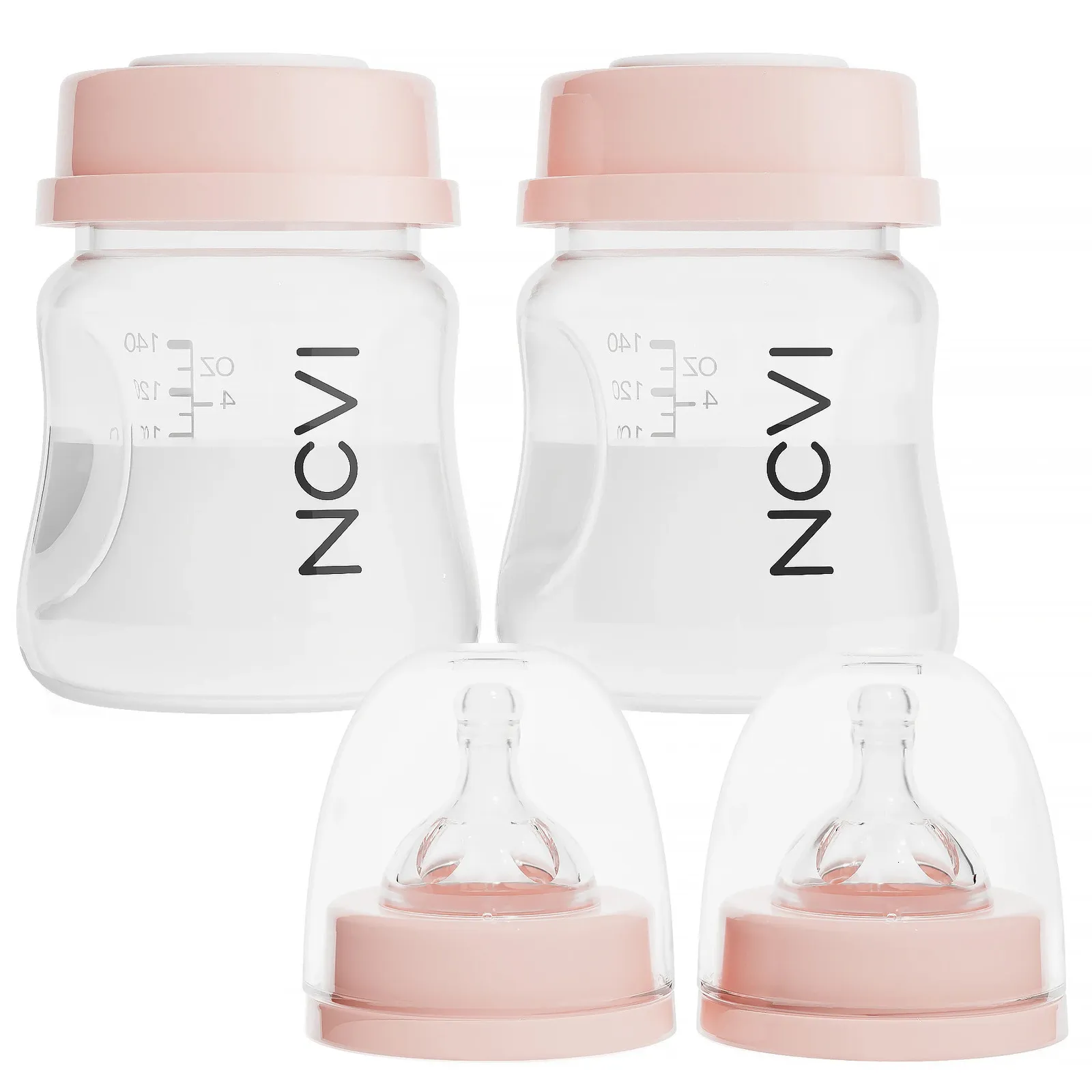 NCVI Biberons de conservation du lait maternel pour bébé avec tétines et bouchons de voyage AntiColic sans BPA 47 oz 140 ml 2 unités 240223