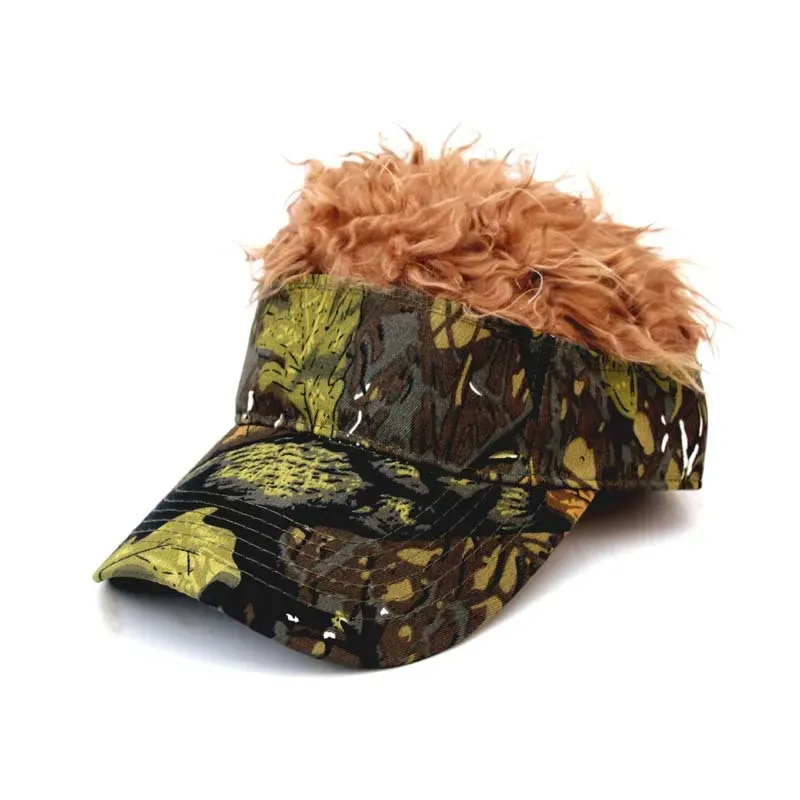 Hip-Hop Camouflage Baseball Caps For Men And Women Funny Wigs Peaked Caps Outdoor Sunshade Hats