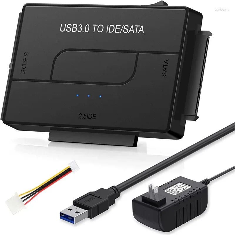 Bilgisayar Kabloları USB 3.0 - SATA IDE Adaptör Sabit Sürücü Dönüştürücü 2,5 "/3.5" SATA/IDE/SSD Diskleri 12V 2A güç kaynağına sahip