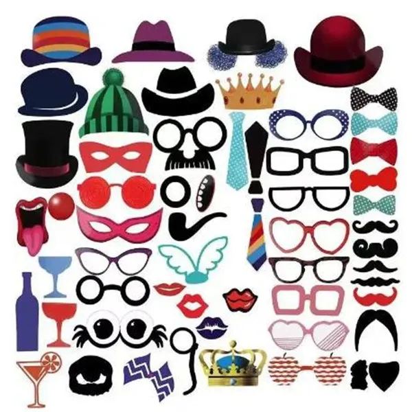 Rolig bröllopsdekoration Fotobås Props Diy Mustasch Lips Glasögon Mask Photobooth Accessories Wedding Party Supplies