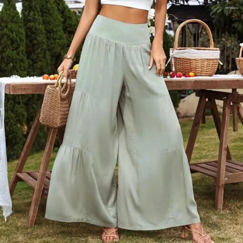 Women's Pants Wide-leg Elastic Waist Trousers Loose Fit Long High Waisted Wide Leg Spring Summer Business Work For Women