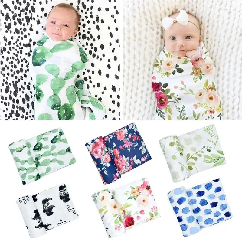 Blankets Baby Girl Boy Clothes Bedding Accessories Sleeping Bag Muslin Swaddle Blanket Floral Print Born Props