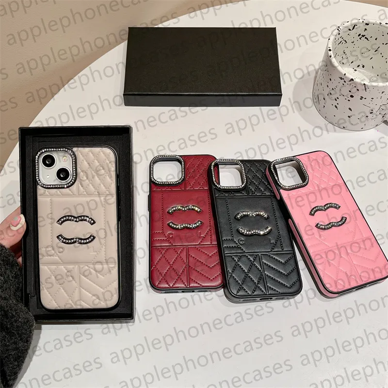 Leather Phone Case Designer iPhone Case for iPhone 15 Pro Max Cases Apple iPhone 14 13 12 Pro Max 14promax 13promax 12promax Case Brand Bling Glitter Quilted Cover