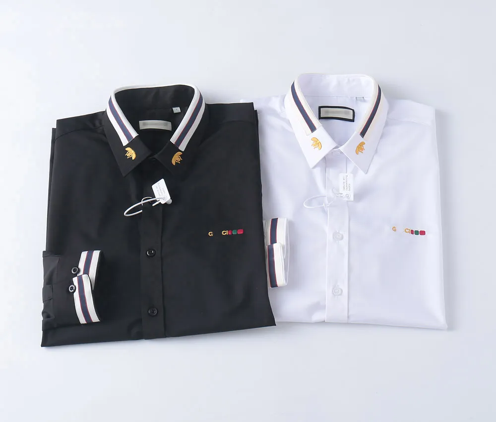 Esigner 남자의 드레스 셔츠, 고급 슬림 핏 실크 티셔츠, 긴 소매, 캐주얼 비즈니스웨어, 격자 무늬 브랜드 6 컬러 m-4xl 버 브랜드 셔츠