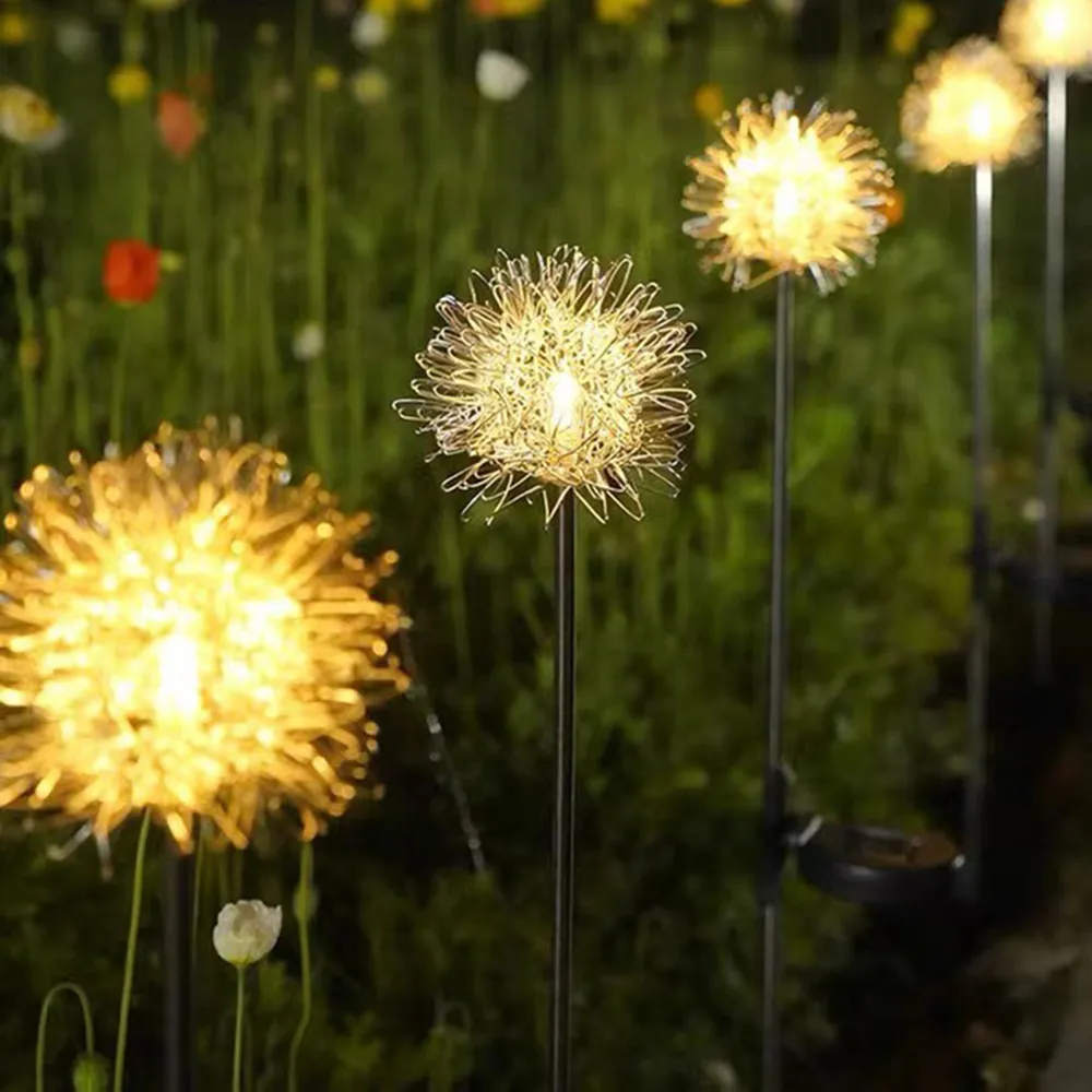 태양 정원 조명 요정 LED 민들레 헤드 라이트 (10cm) 방수 따뜻한 가벼운 야외 화환 램프 장식 파티
