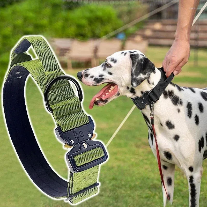 Collares para perros Collar Nylon Hebilla para mascotas Forro de tela para buceo al aire libre Accesorios medianos y grandes