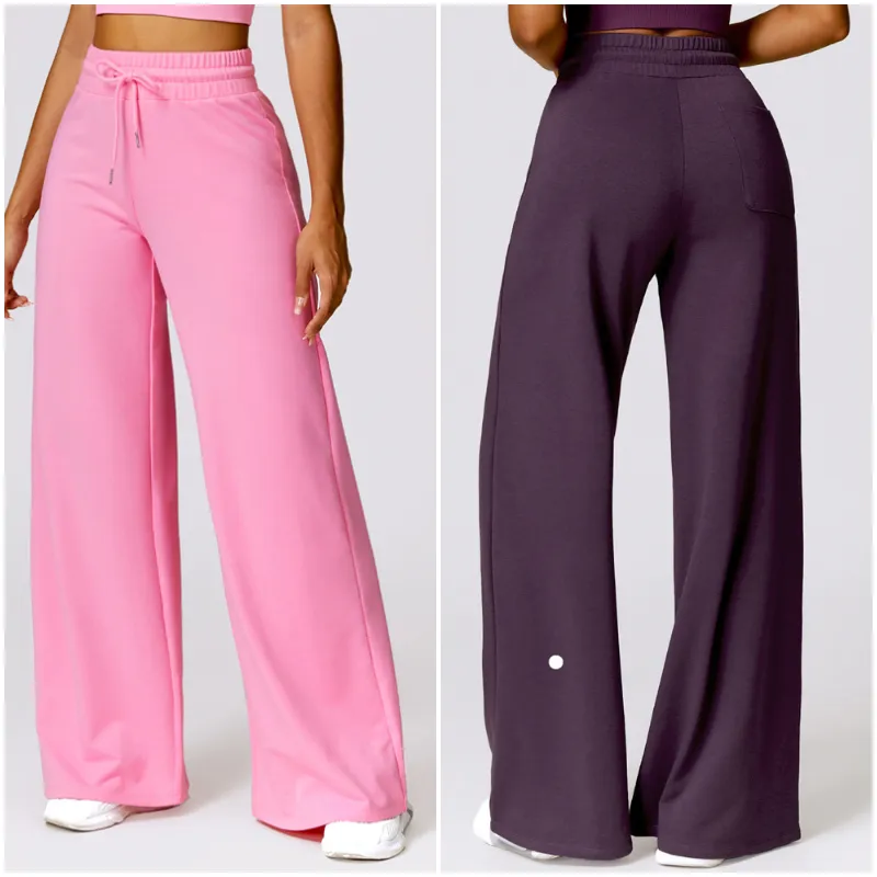 LU LU LEMONS Tenue de yoga pour femme, exercice de course à pied, pantalon taille haute pour adulte, vêtements de sport pour filles, pantalon ample brossé élastique