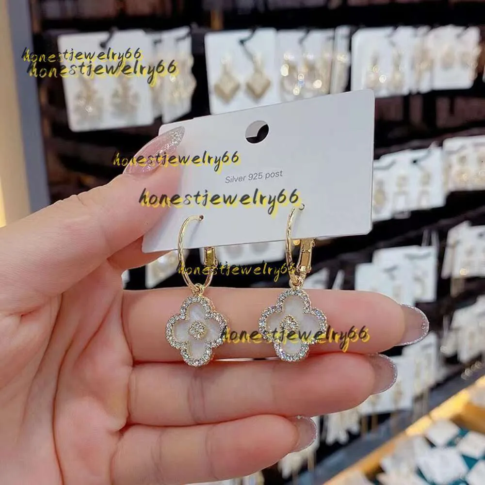 Ohrstecker-Charm-Designer-Ohrringe, 4/vierblättriges Kleeblatt-Charm-Ohrstecker, Rückseite, Perlmutt, Silber, 18 Karat Gold, für Frauen, Mädchen, Valentinstag, Muttertag, Hochzeit, Schmuck, Geschenk