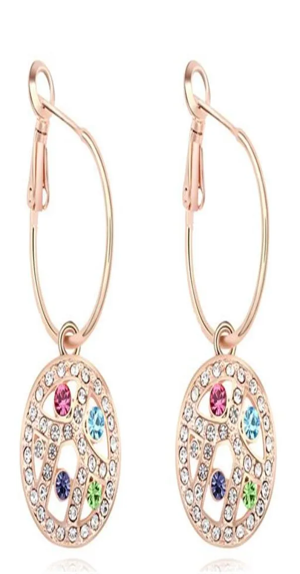 Luxury Noblest Rhinestone Crystal Dangle örhängen för kvinnor 18K Champagne Gold Plated Drop Earrings Prom Jewelry 126786006444
