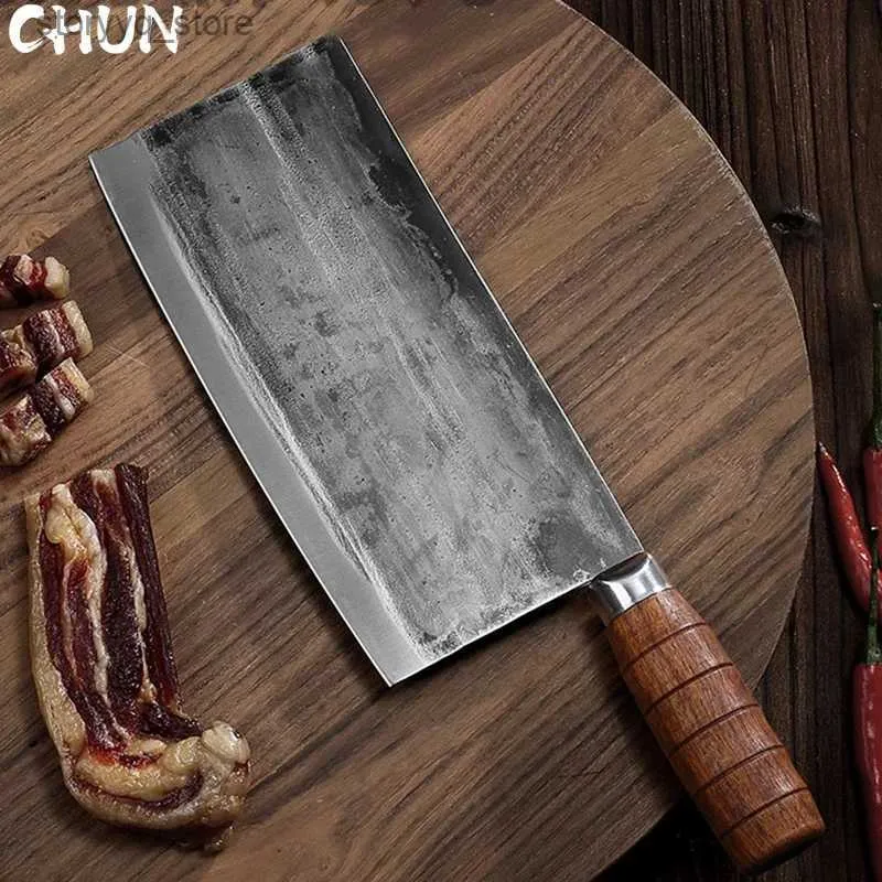 Noża kuchenne Chun stal ze stali nierdzewnej Nóż kuchenny Kute chiński nóż kuchenny ręcznie robiony wzór młotka krojenia podwójne noże Q240226
