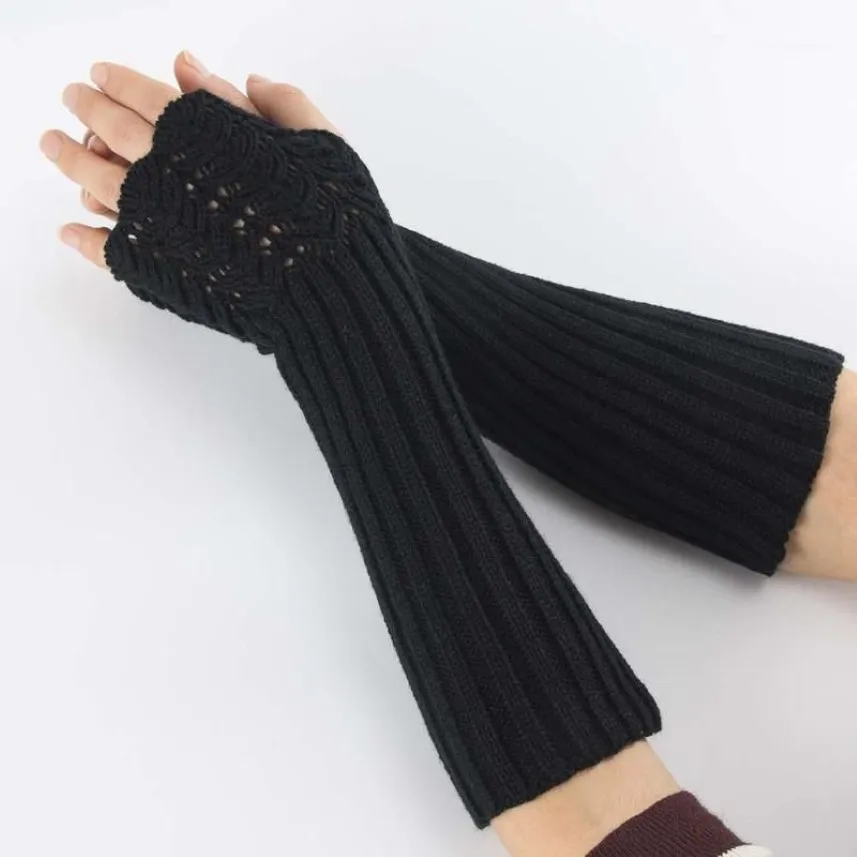 Five Fingers Gloves Fashion Women Men Solid Color Arm Warmer Long Fingerless Knitting Mittens Autumn Winter Spring Warm1264t