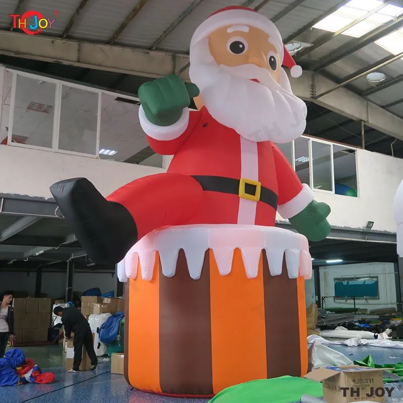 10 mH (33 pieds) avec ventilateur jeux de plein air activités décoration de Noël géant gonflable extérieur Père Noël sur cheminée pour cour événement publicité gonflables3