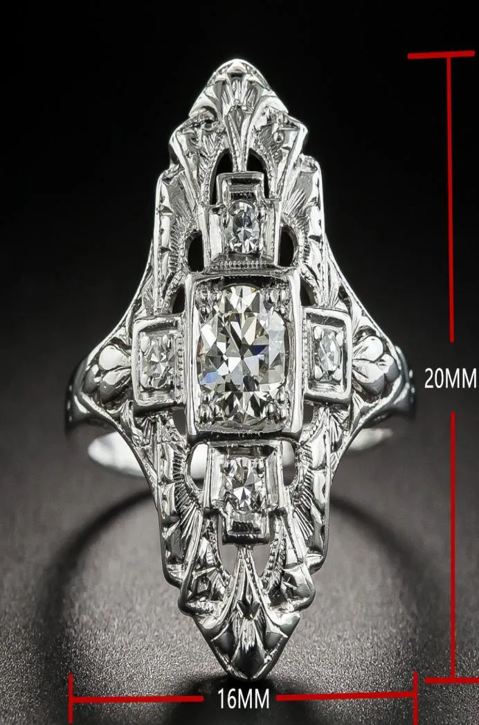 2019 nova moda elegante anel de dedo oco euramerican branco zircão feminino anéis banhados a prata cor jóias tamanho 610 bague7514780