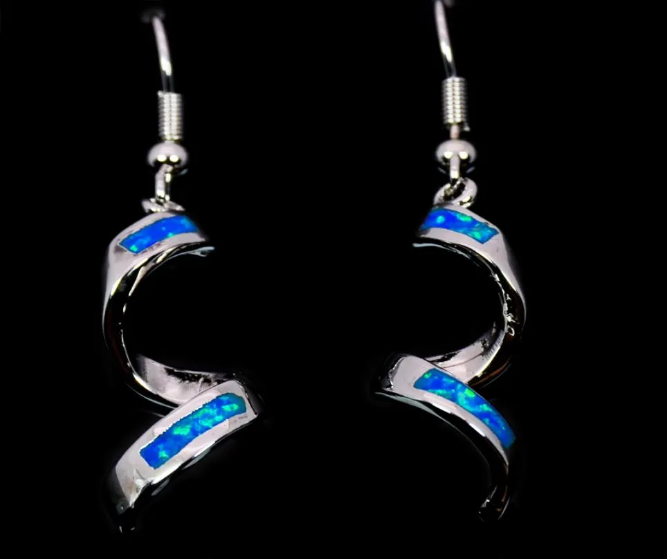 Whole Retail Fashion Blue Fine Fire Opal Spiral Earrings 925 Sliver Jewelry EF170831056387439