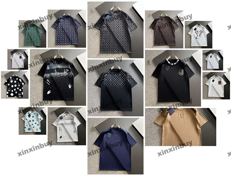 Xinxinbuy Men Designer Tee T Shirt 2024 Kamuflaż List Haft 1854 Bawełniane bawełniane kobiety Niebieskie Białe Zielone Khaki M-2xl