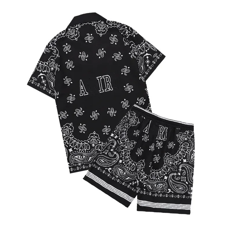 Herrspårsdräkter Designer Klassisk mönster Färg Blockering Print Youth Casual Short Sleeved Shirt Sports Set