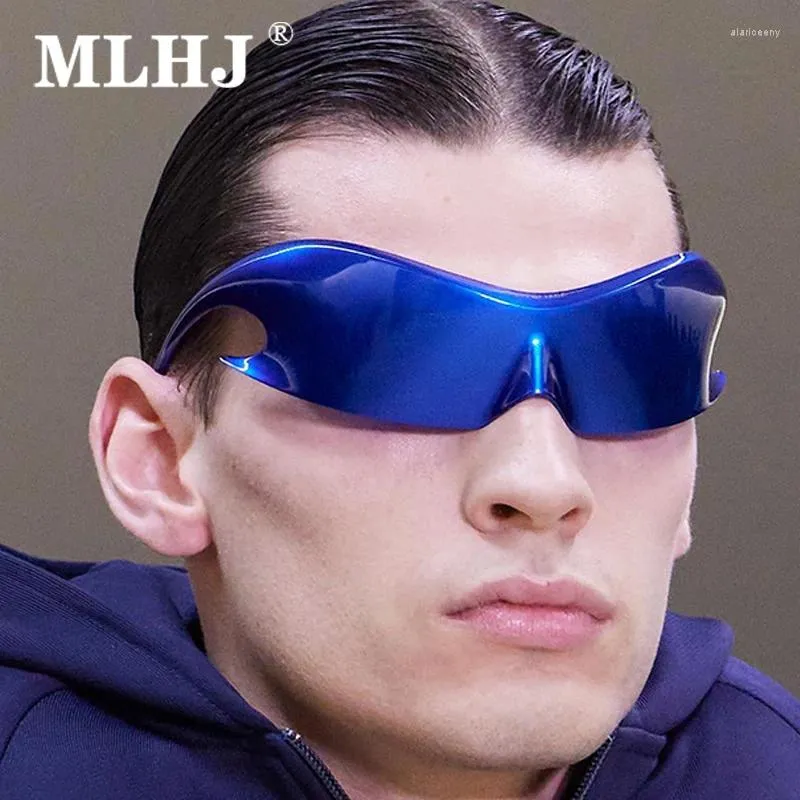 Óculos de sol moda punk goggle mulheres homens 2024 marca de luxo designer y2k prata esporte óculos de sol uma peça óculos tons uv400