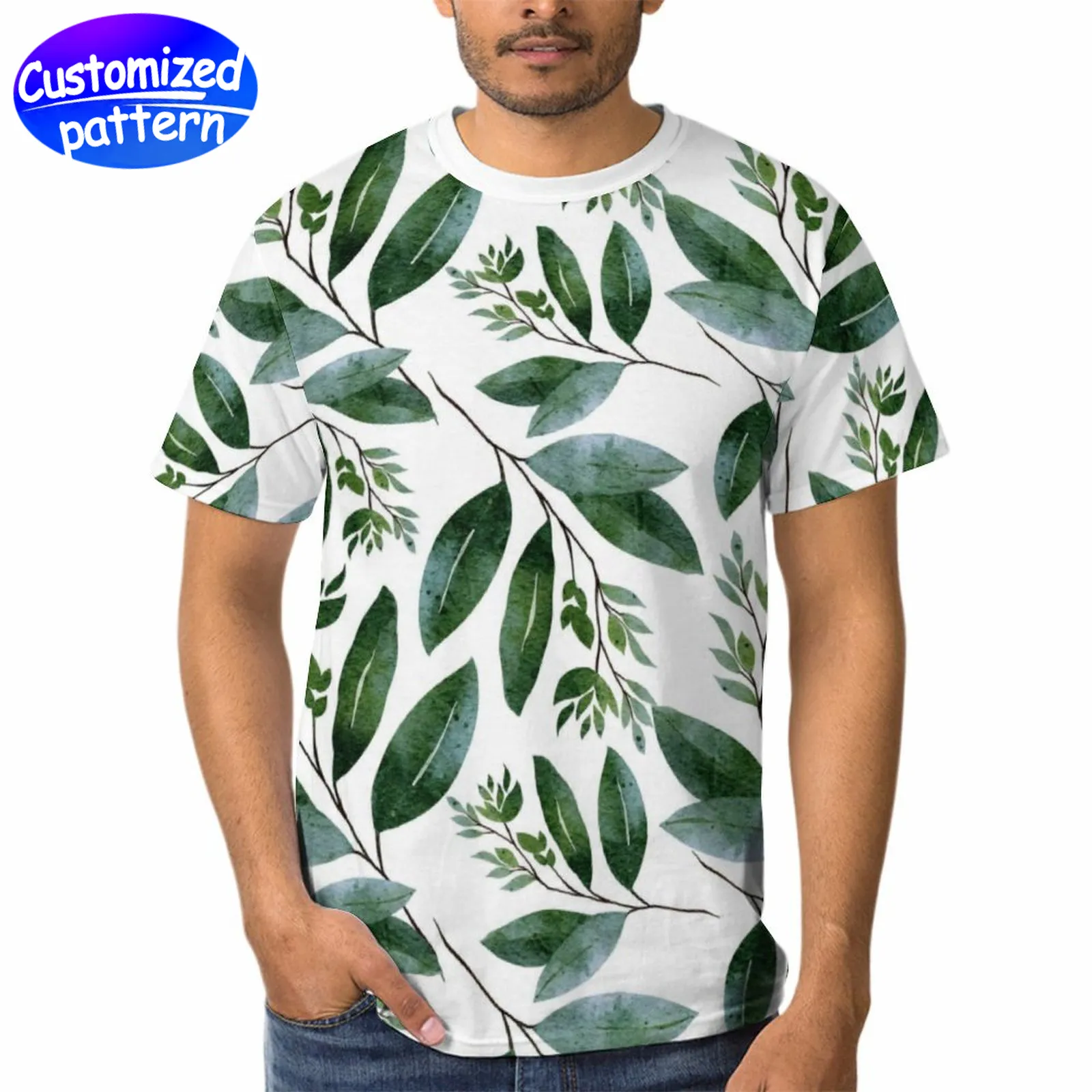 Camiseta personalizada com estampa completa para adultos, masculina e feminina, respirável, absorção de suor, punhos duplos, não encolhe, não deforma, poliéster, lazer, 202g, verde escuro