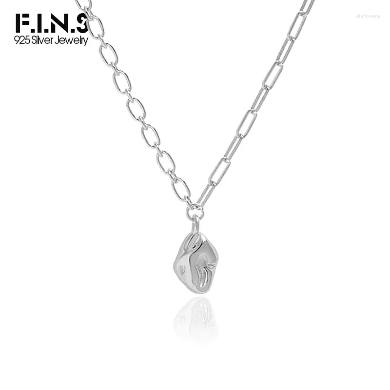 Anhänger F.I.N.S Original Konkav und Konvex S925 Sterling Silber Asymmetrie Kette Schlüsselbein Halskette Frauen Stapelbar Unregelmäßig