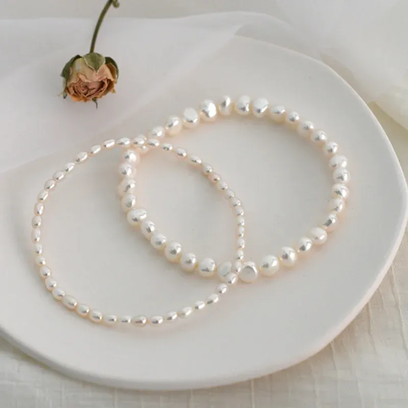 Anklets Hot Sale Baroque Natural Anklet Freshwater Pearl Elasticity Chain 여성을위한 Anklet Beach Jewelry 여성 선물