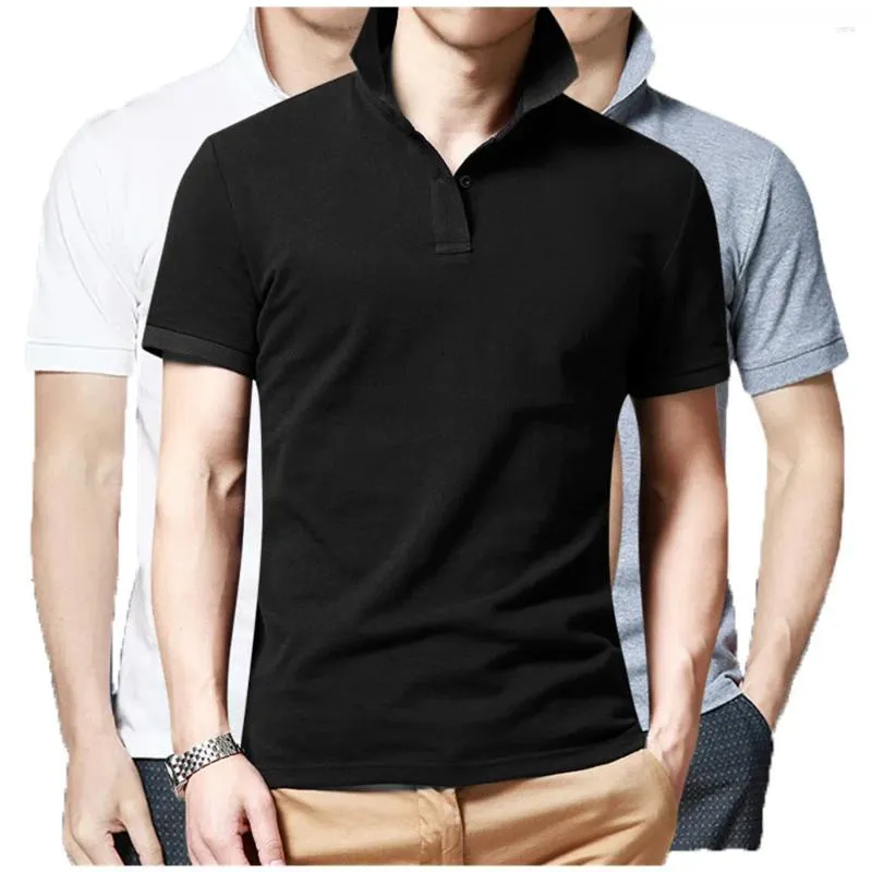 メンズポロスコットン高品質ポロシャツソリッドショートスリーブカジュアルサマースリムフィットカラーTシャツトップ