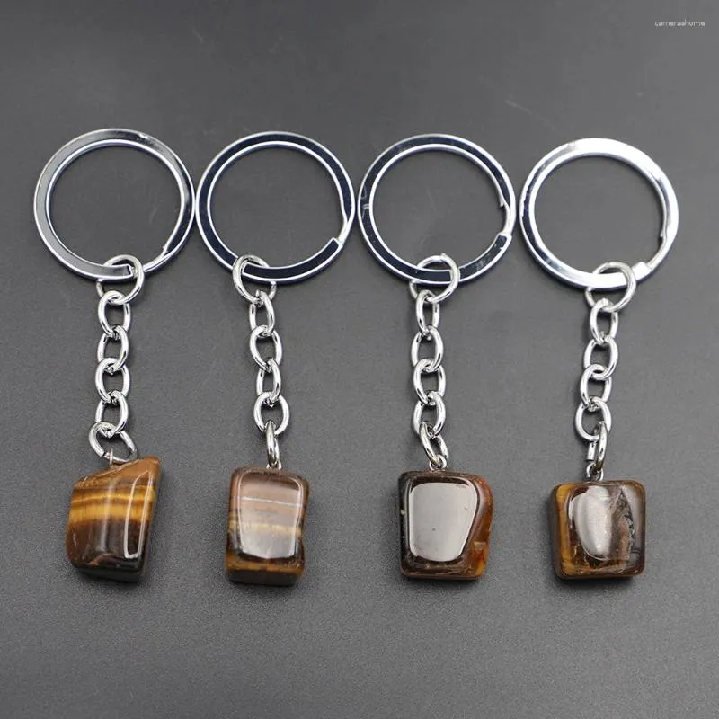 Keychains Selling Quality Natural Stone Circle Chains Irregular Tiger Eyes Shape Pendants Charm Jewelry Gift Accessory Wholesale