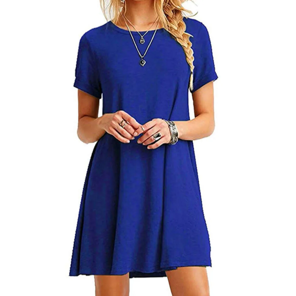 "Stylish Designer Short Sleeve Dress for Women - Casual Solid Color Plus Size Clothing for Spring and Summer - Cute Guest Outfit by Woman Designers"