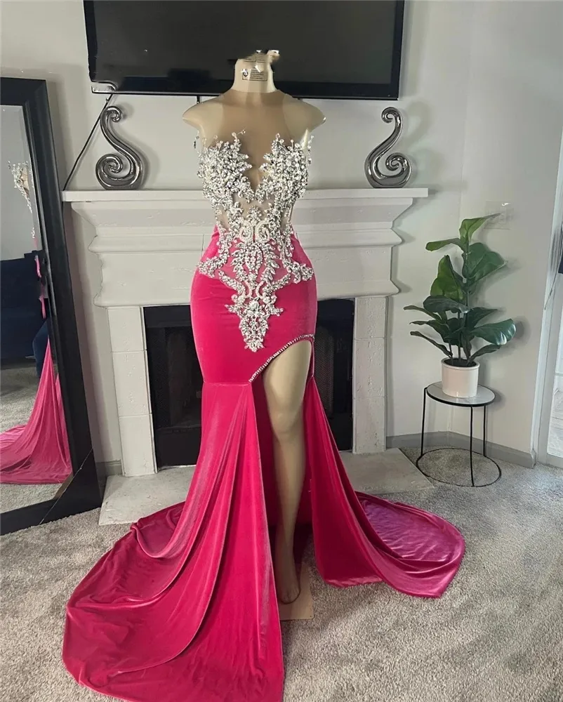 strapless open back dress Pink Convertible Two Piece Prom Dresses with Slit Sequin Mermaid Eveni   vigocouture