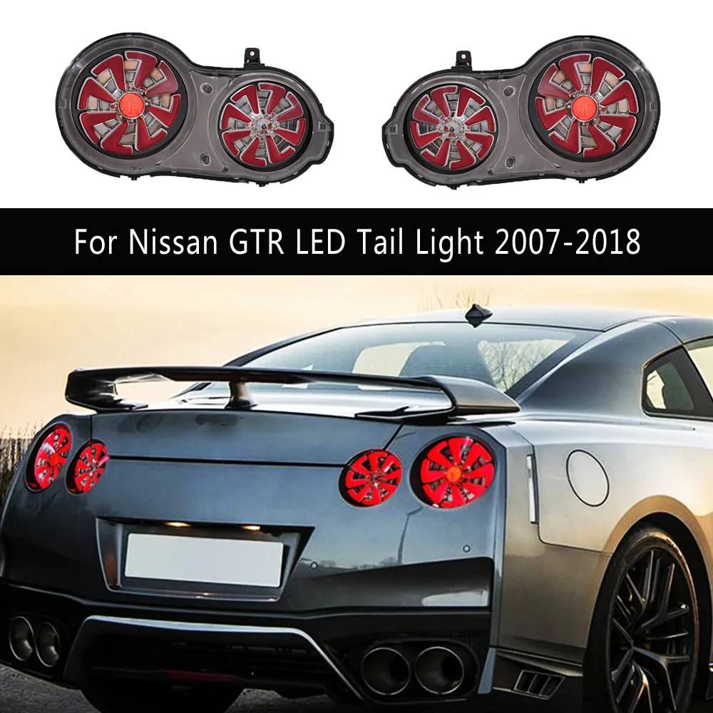 Autozubehör Rücklicht-Baugruppe für Nissan GTR LED-Rücklicht 07–18 Streamer Blinker Bremse Rückwärtsparken Lauflichter Rückleuchte