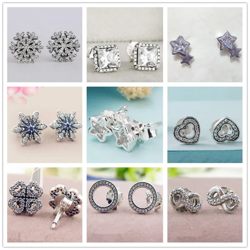Charm CHRISTMA Kolekcja kolczyków Brinco 925 Srebrny Snowflake For Women Fine Jewelry Memnon Wholesale ER035