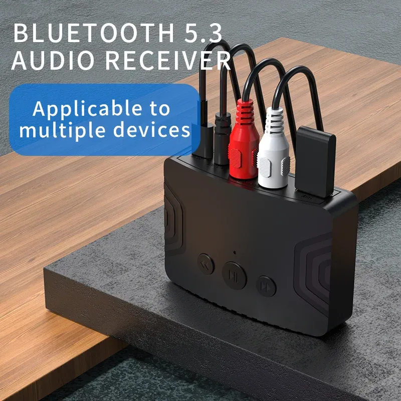 Högtalare Bluetooth 5.3 Mottagare Audio RCA Bluetooth Adapter 3.5mm Jack Aux Bluetooth Mottagare 2RCA trådlös adapter för PC Car -högtalare